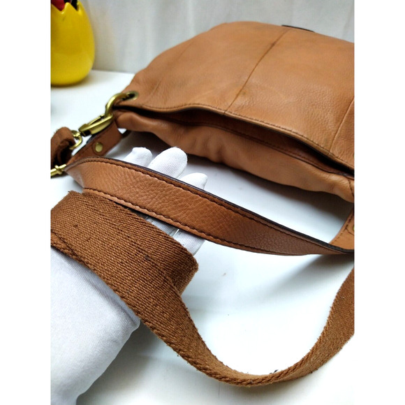 Fossil Brown Pebbled Leather Pocket Crossbody Shoulder Bag - Picture 4 of 12